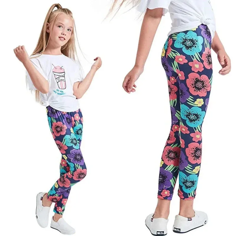 Baby Girl 3-10year Floral Elastic 3D Leggings