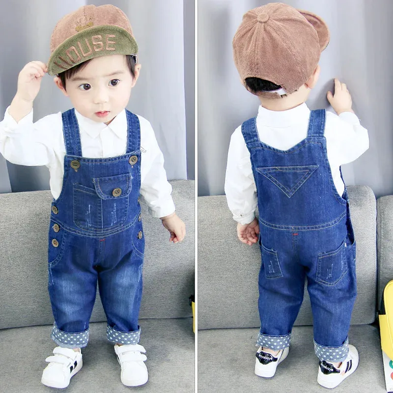 Baby Girls Long Solid Toddler Denim Overalls