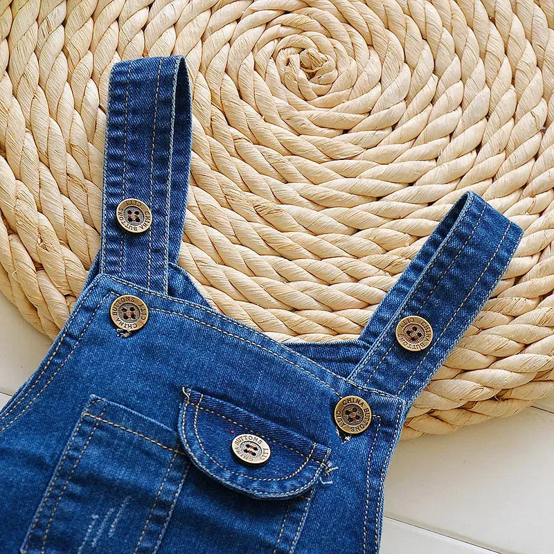 Baby Girls Long Solid Toddler Denim Overalls