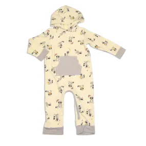 Bamboo Fleece Hooded Romper w/Zipper (Autumn Raccoon Print)