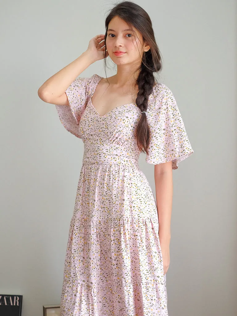 Barbara Midi Dress - light pink floral