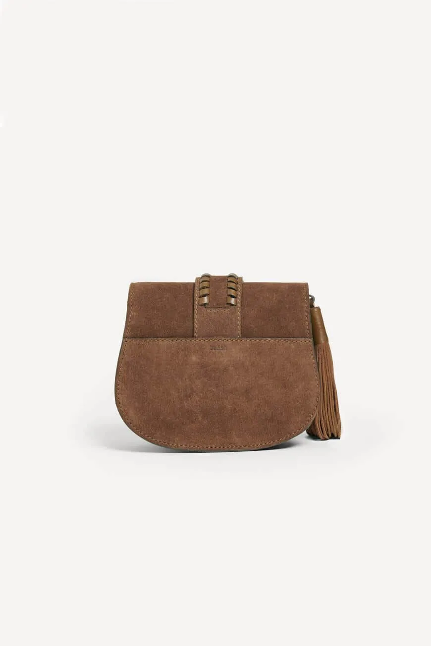 Bash Paris Khaki Teddy Small Suede Bag