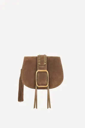 Bash Paris Khaki Teddy Small Suede Bag