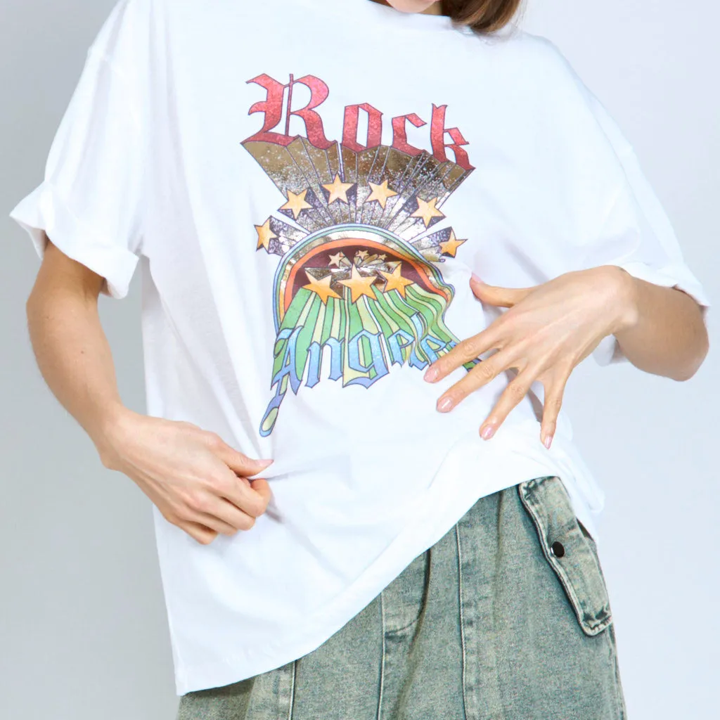 Basic t-shirt with "ROCK ANGELES" print wholesale