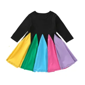 Beautiful Rainbow Patch Design Girls Dress, three colors