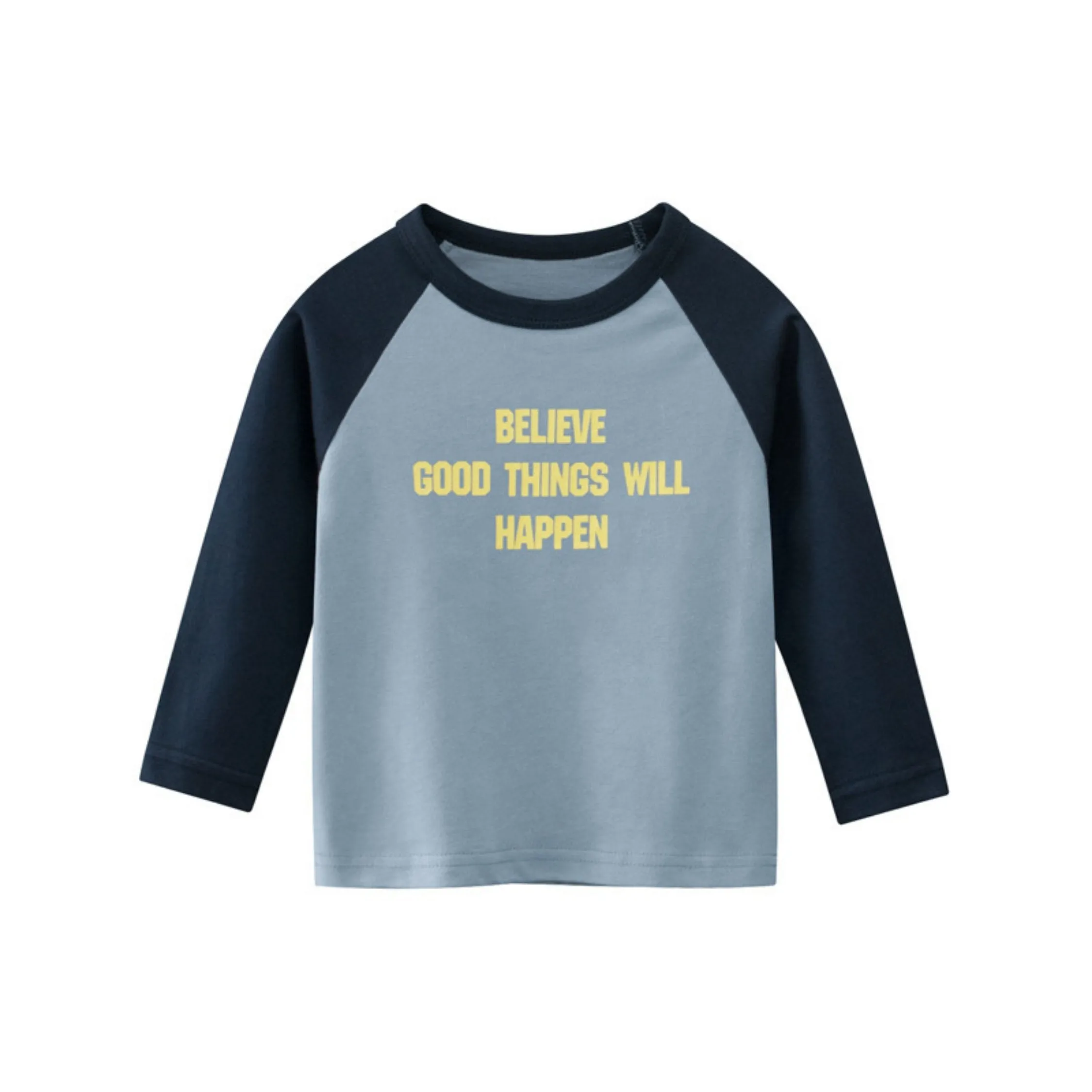 Believe Good Things Will Happen' Round Neck Tee Shirt ,Slate Gray