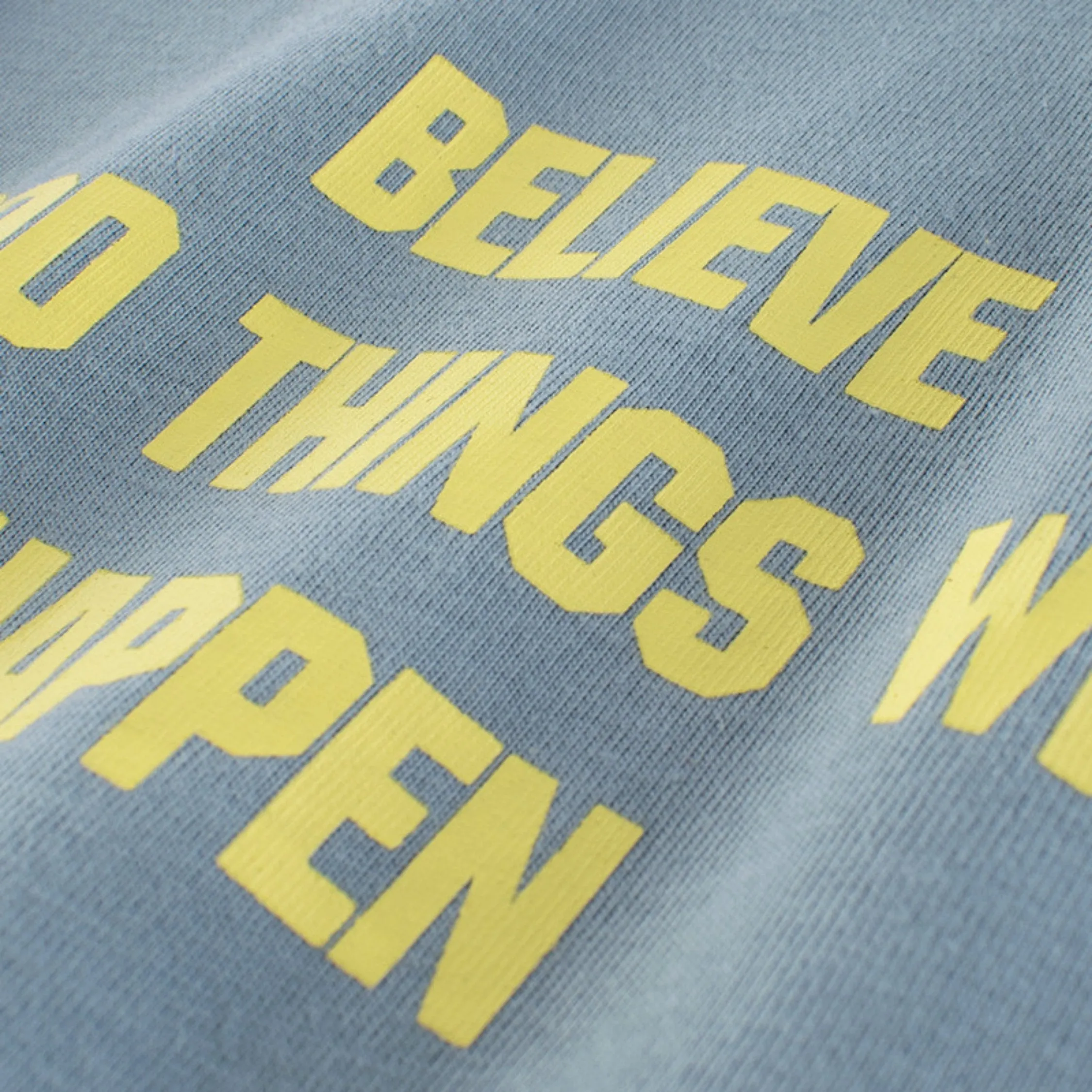 Believe Good Things Will Happen' Round Neck Tee Shirt ,Slate Gray