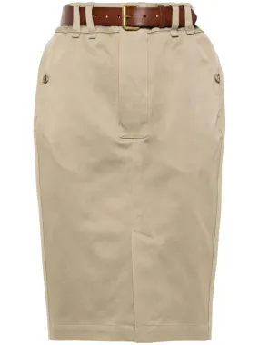 BELTED GABARDINE PENCIL SKIRT