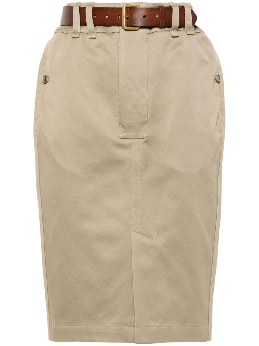 BELTED GABARDINE PENCIL SKIRT