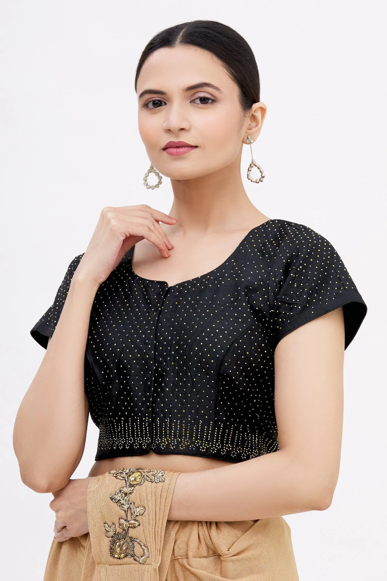 Black Swarovski Saree Blouse