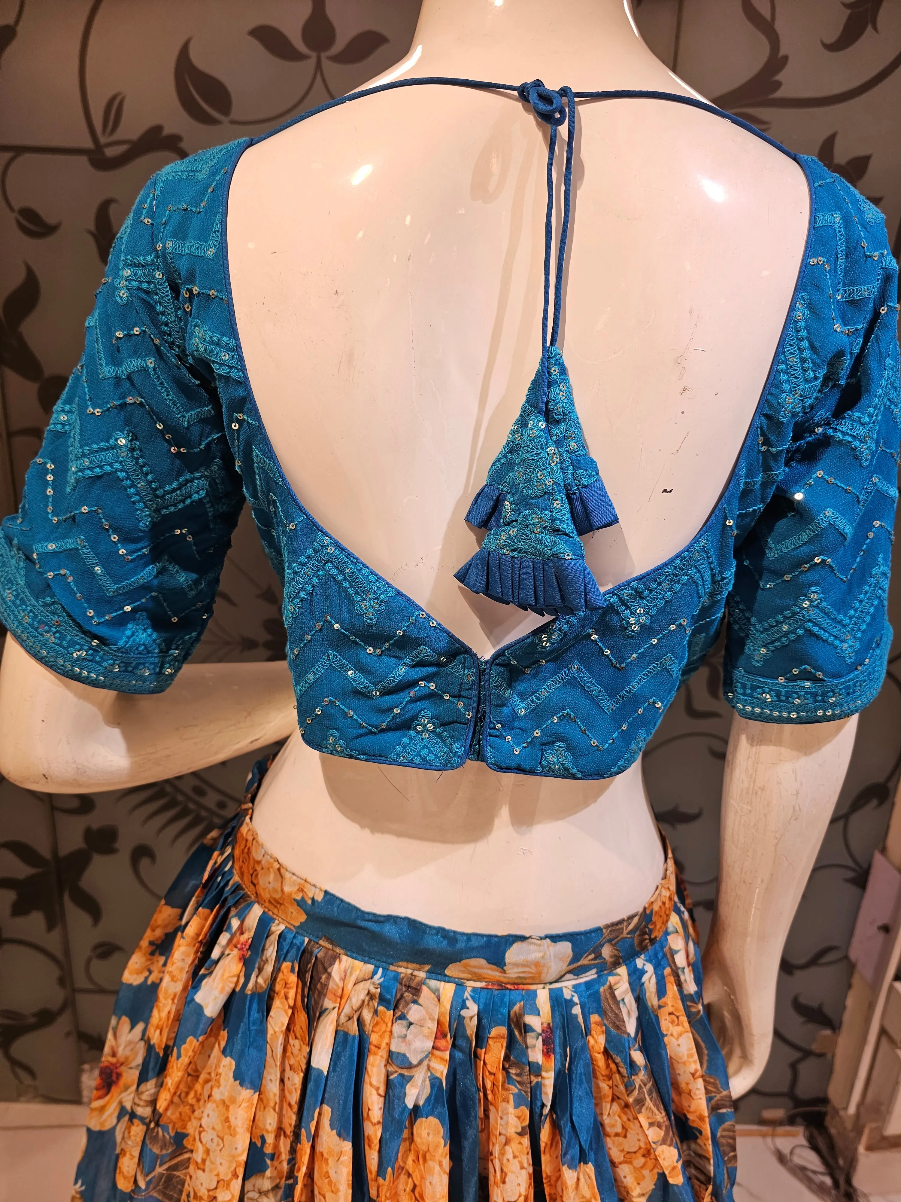 Blue Floral Lehenga Choli