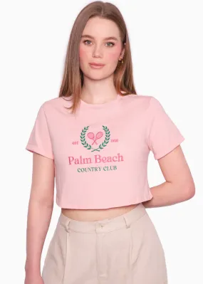 Camiseta crop con bordado "Palm Beach Country Club" - PASCUALA