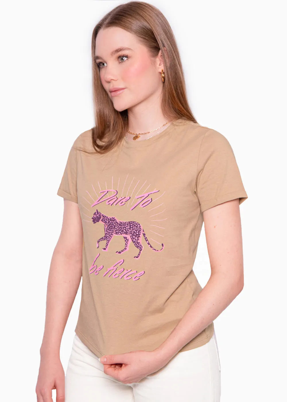 Camiseta estampada "Dare to be fierce" - PAVINA