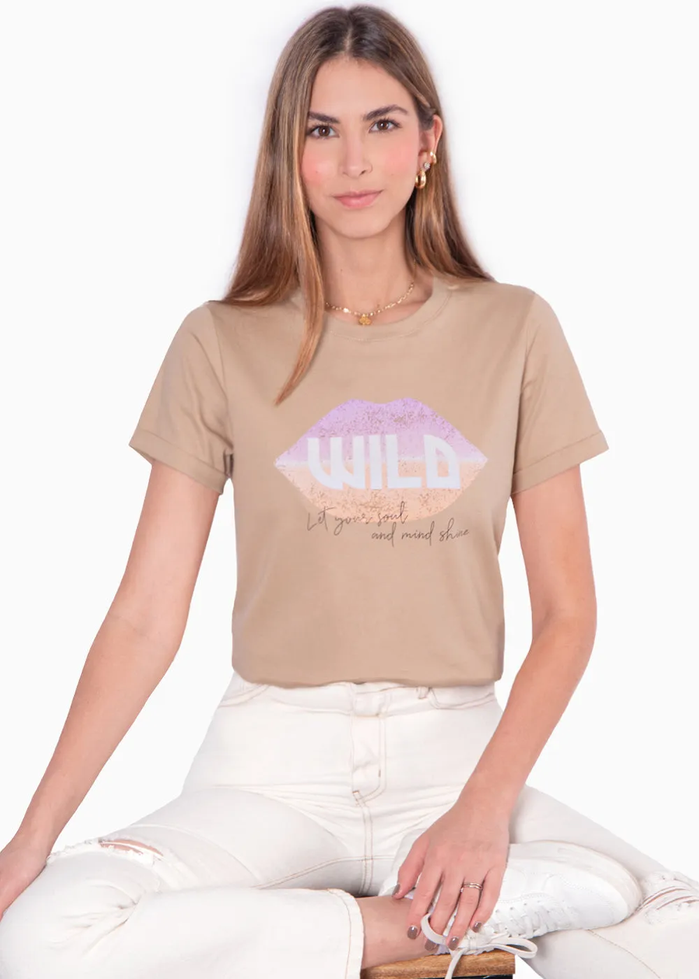 Camiseta estampada "Wild, let your soul and mind shine" - PAMMY