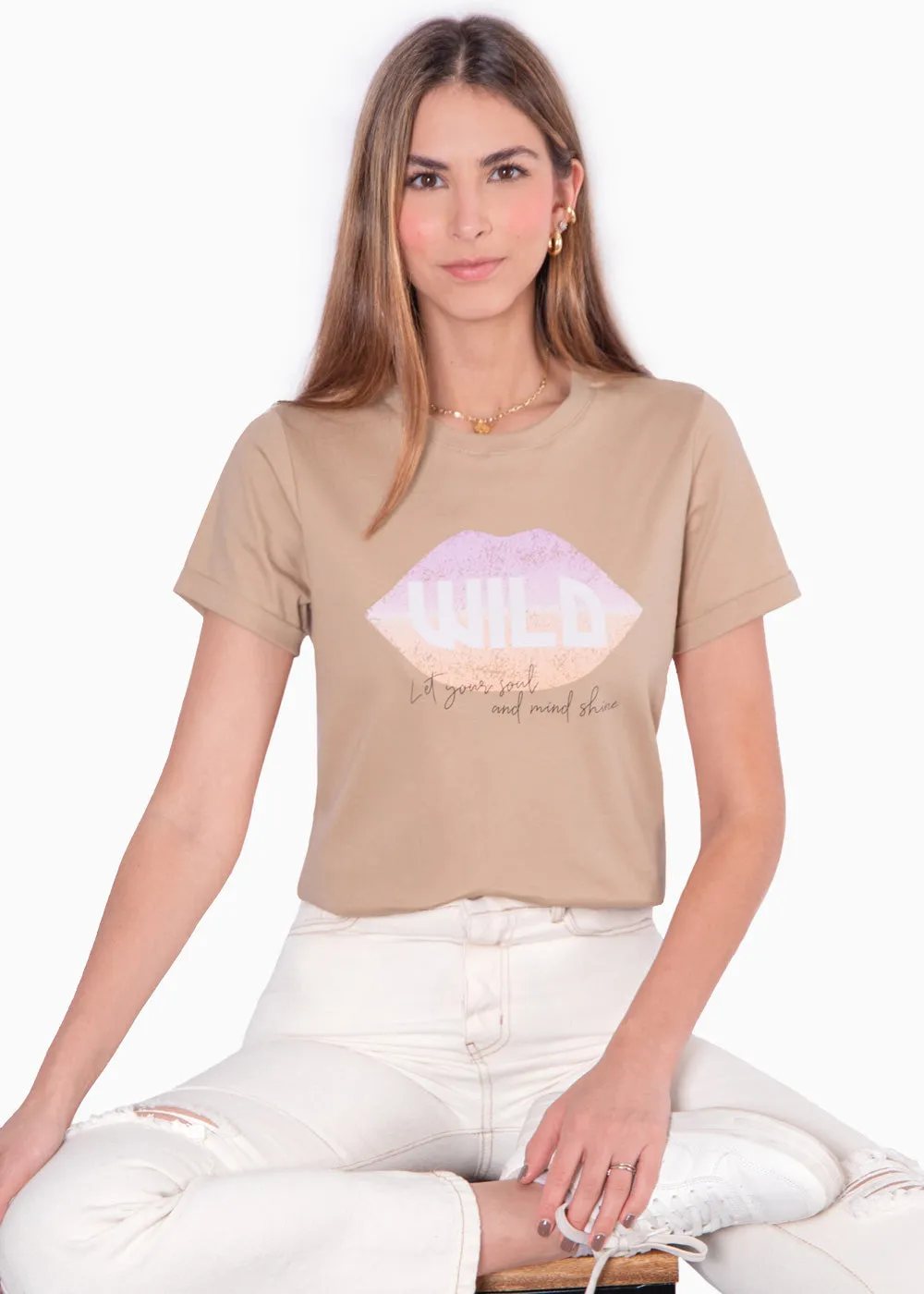 Camiseta estampada "Wild, let your soul and mind shine" - PAMMY