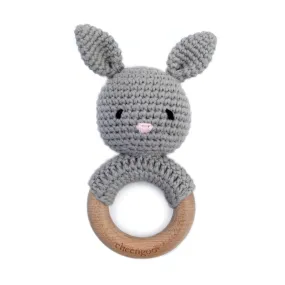 Cheengoo Gray Bunny Teething Rattle