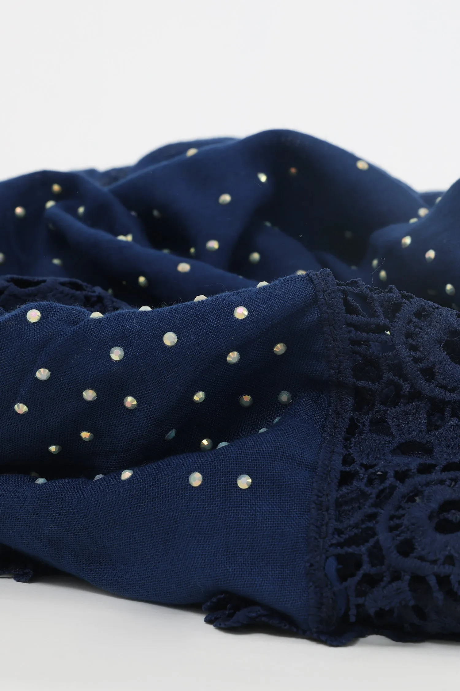 CLASSIC COTTON CHARM SCARF-NAVY