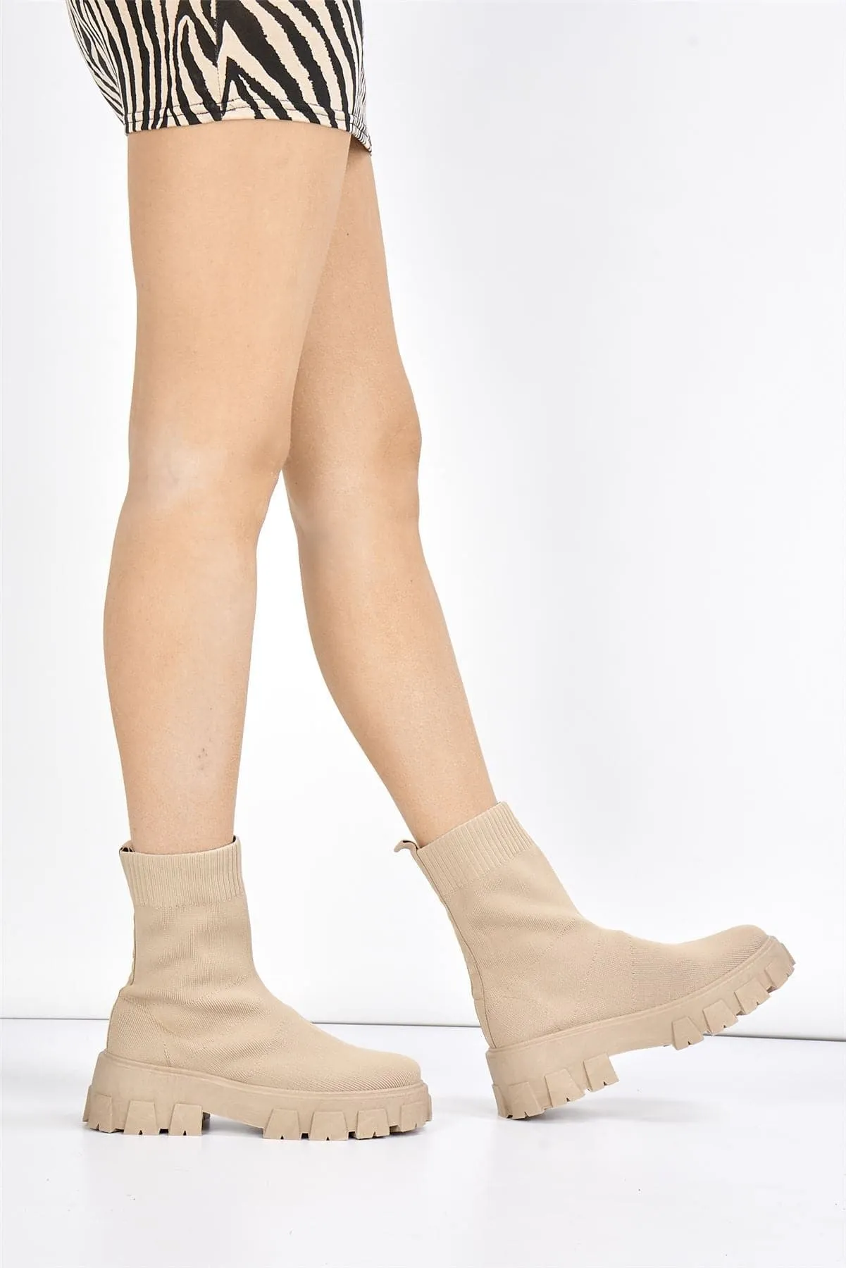 Enid Chunky Sock Boot in Mocha