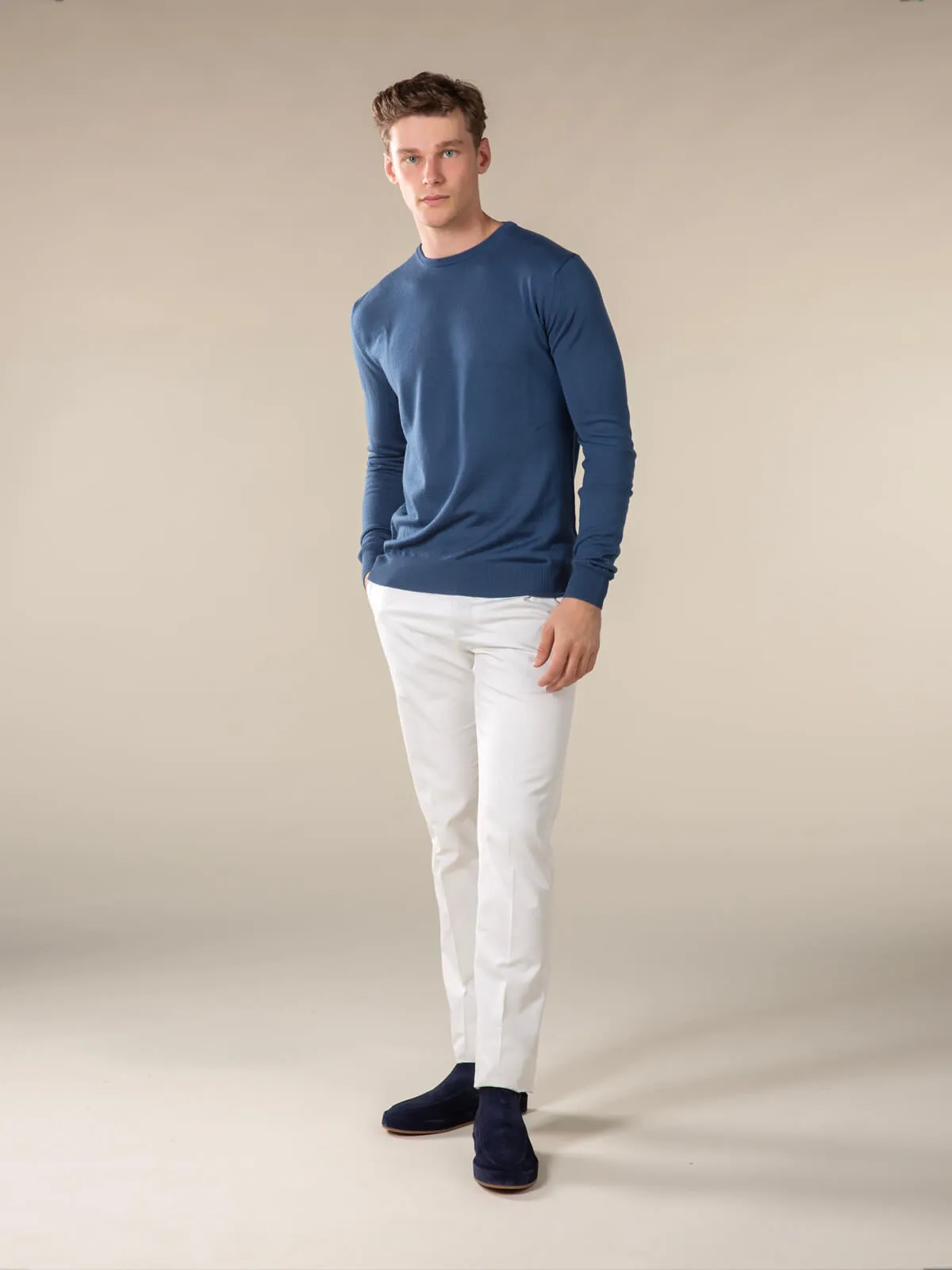 Extrafine Merino Crew Neck Sweater Petrol