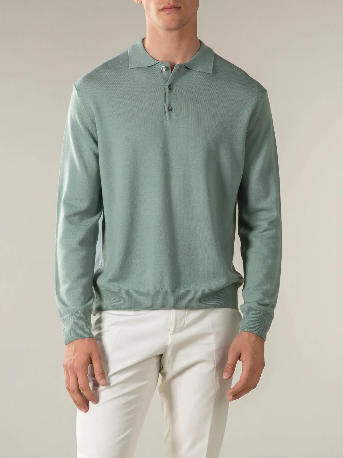 Extrafine Merino Polo Light Green