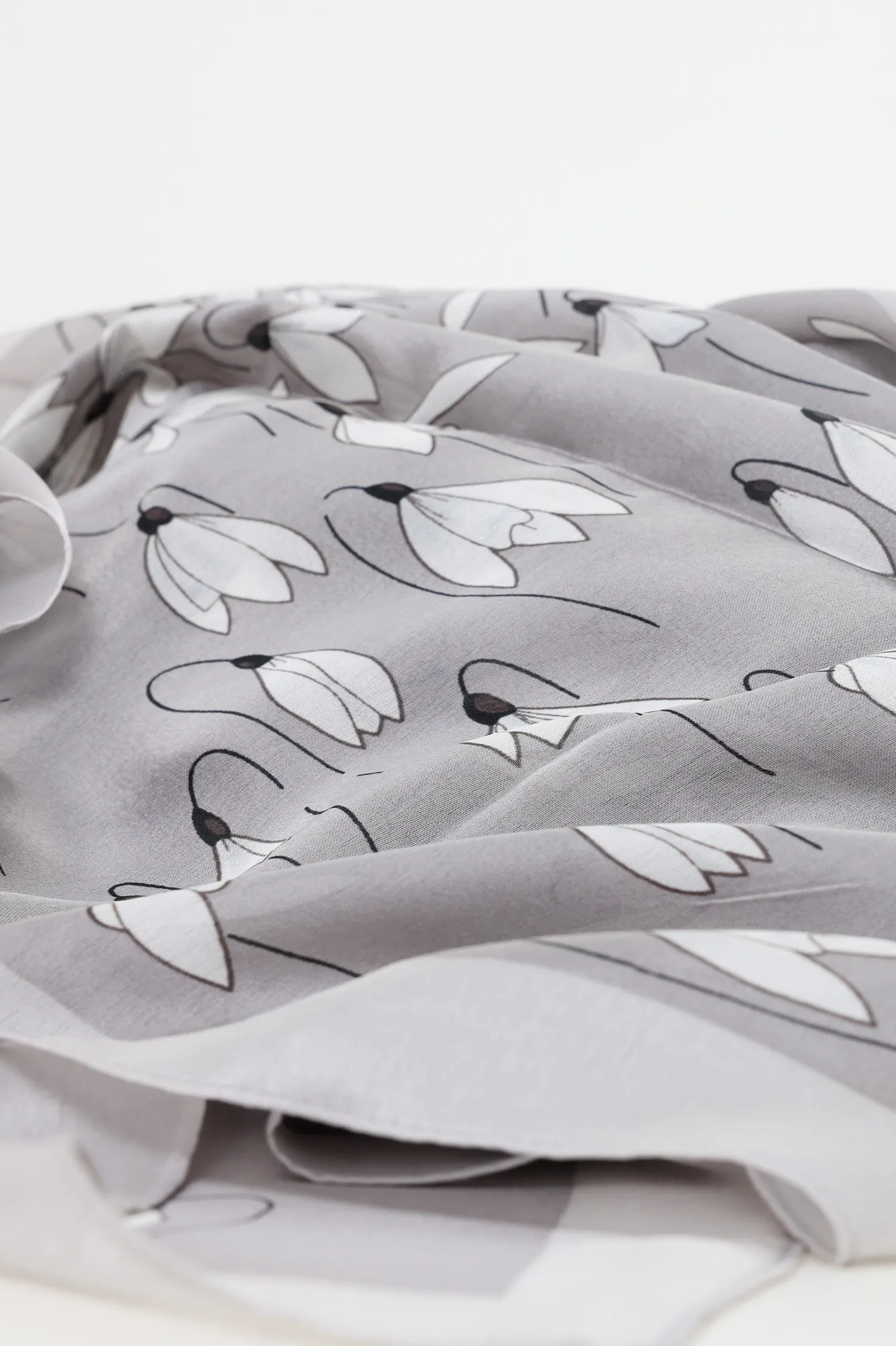 FLORA CHIFFON SCARF-GREY