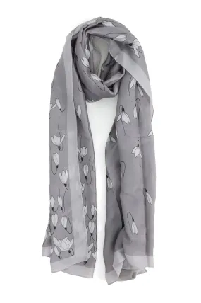 FLORA CHIFFON SCARF-GREY