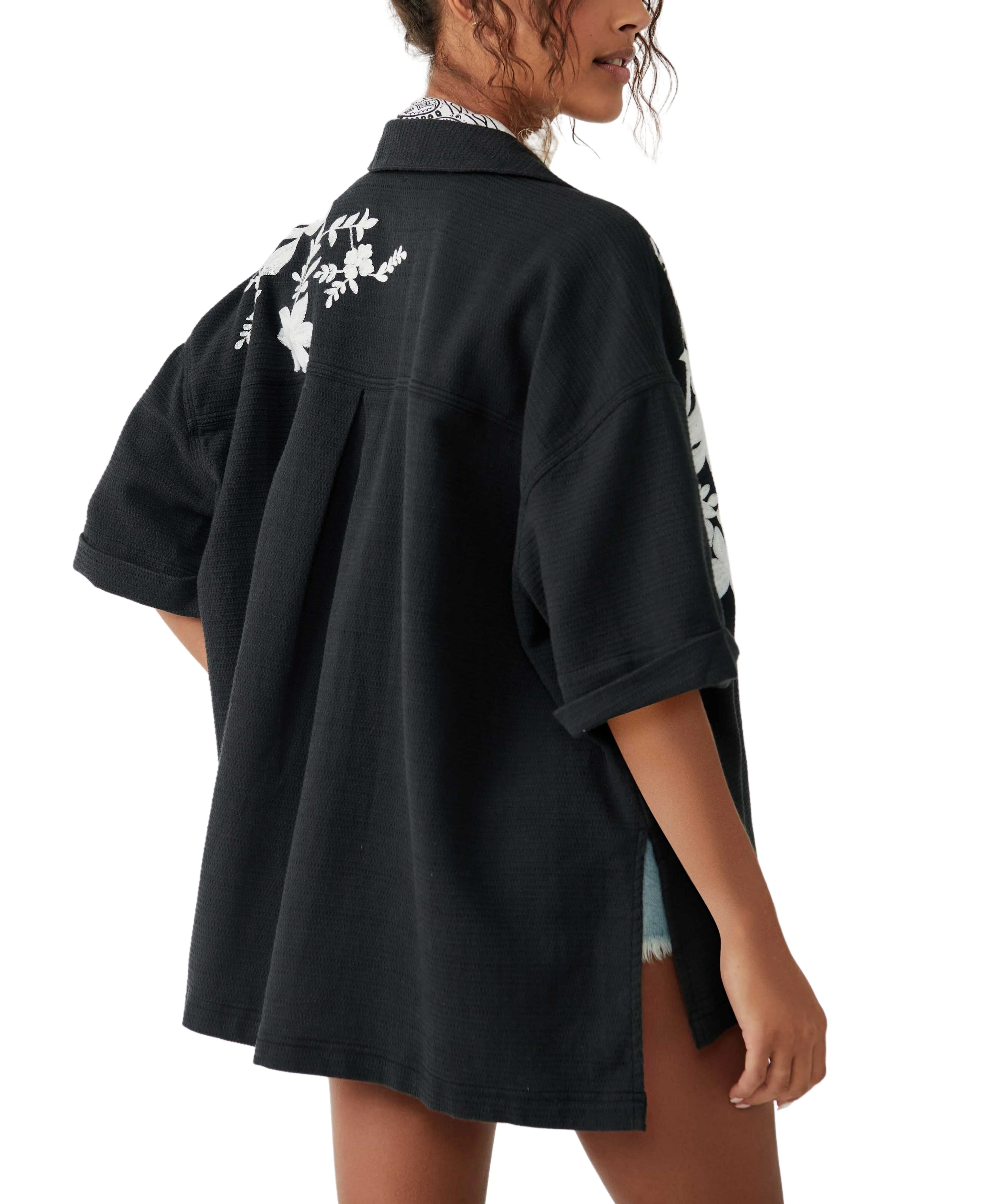 Flowers Embroidered Shirt | Moonscape