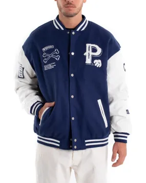 Giubbotto Uomo Giacca Con Patch College Varsity Blu Royal GIOSAL-G2898A