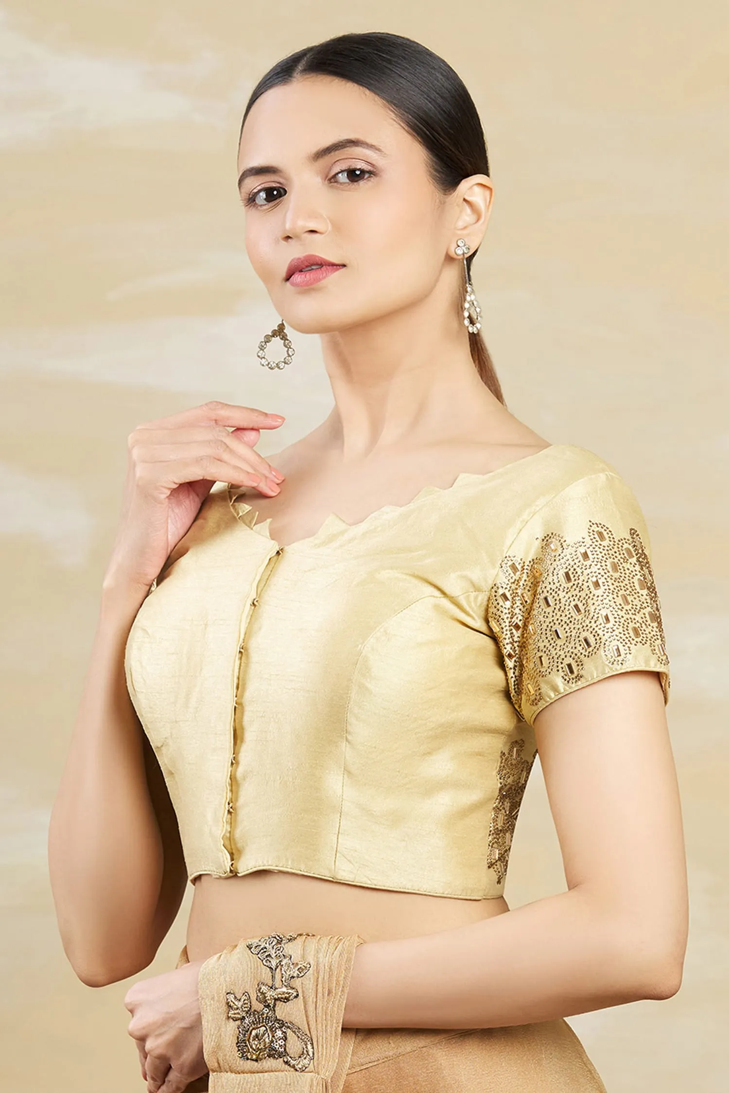 Gold Embellished Saree Blouse