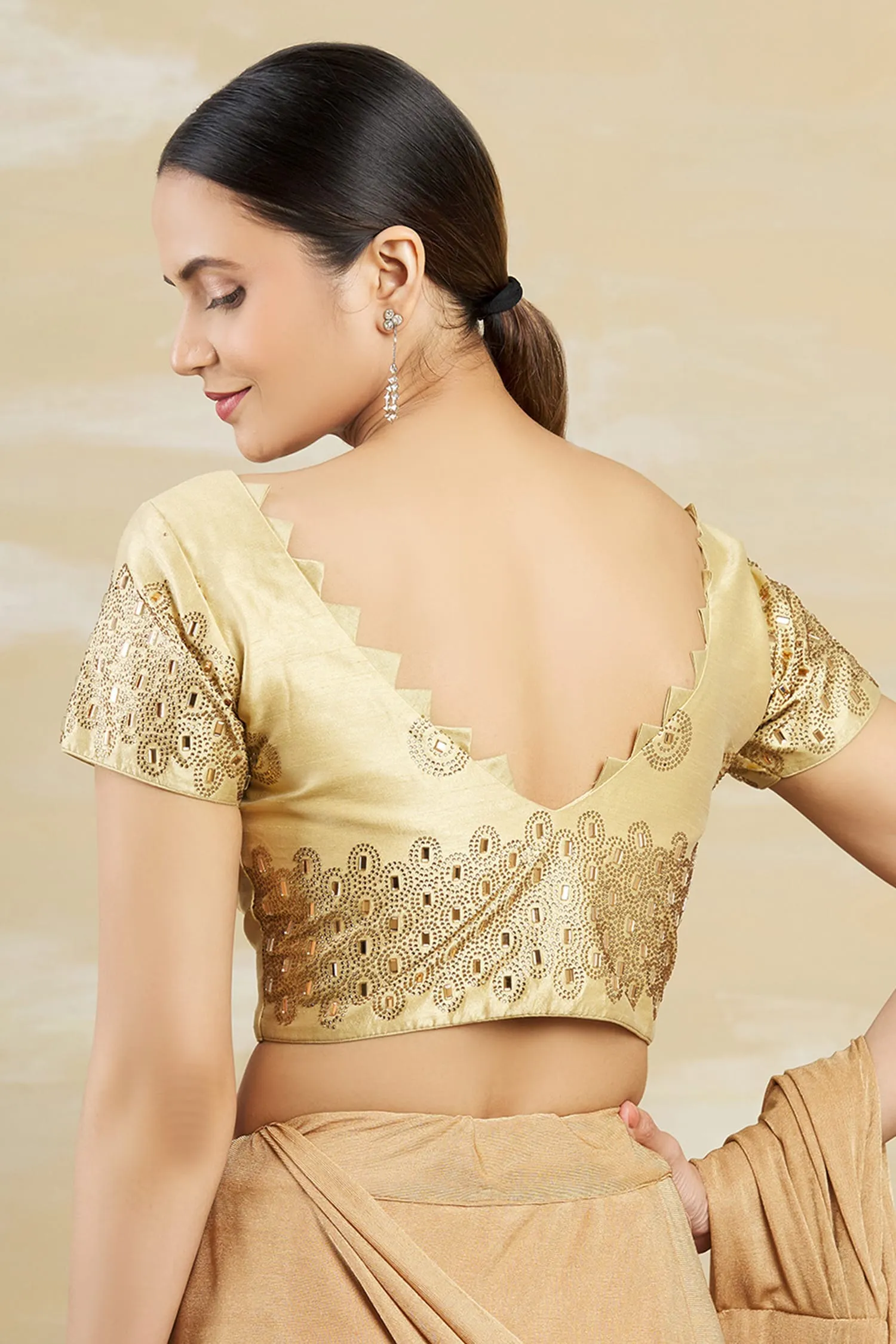 Gold Embellished Saree Blouse