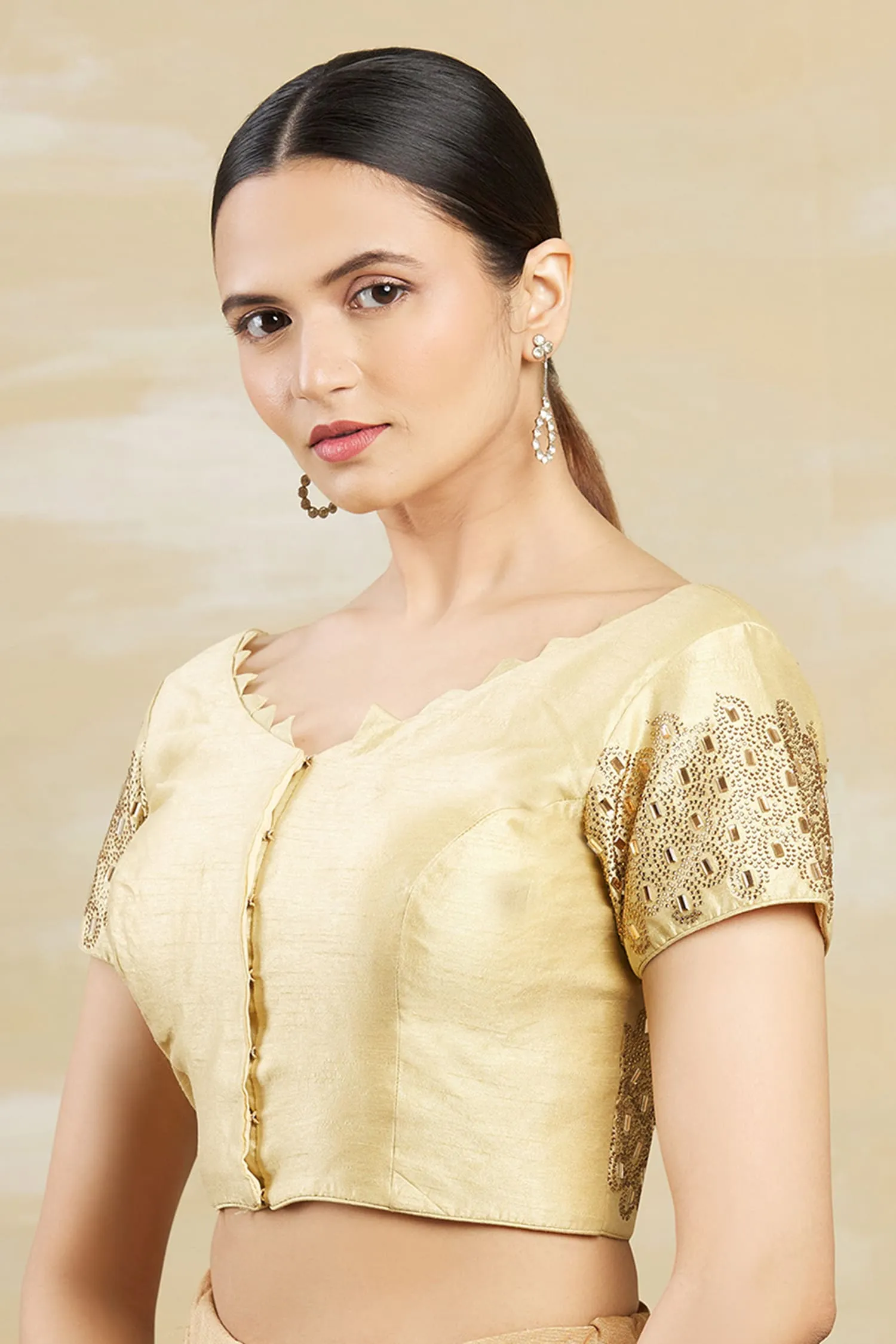 Gold Embellished Saree Blouse