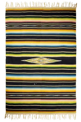 Home, Textile, Serape, 84 x 40, Black, Vintage, 251