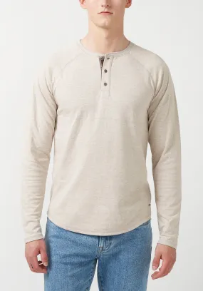 Kariver Men's Long-Sleeve Henley Top in Milk - BM24026