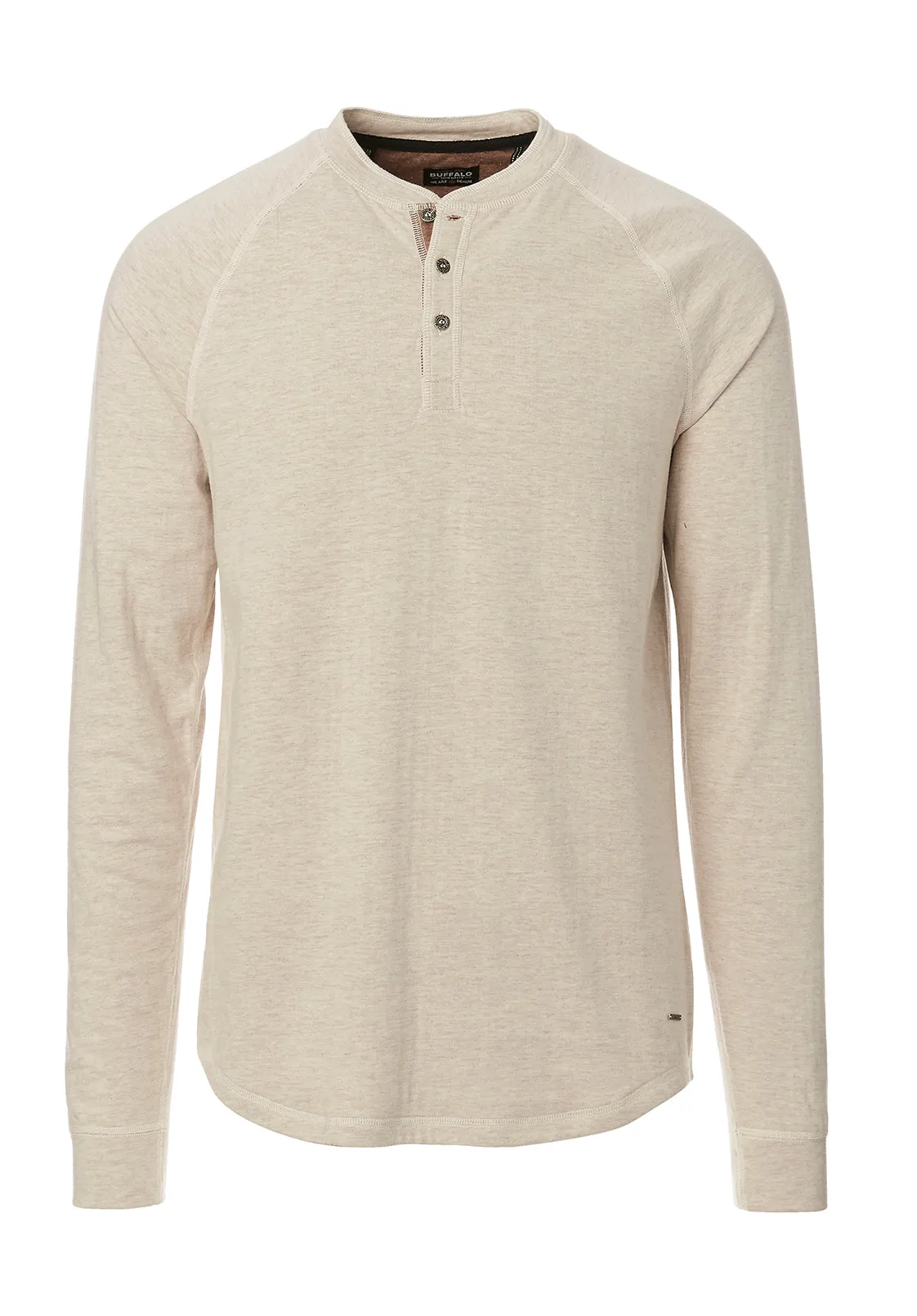 Kariver Men's Long-Sleeve Henley Top in Milk - BM24026