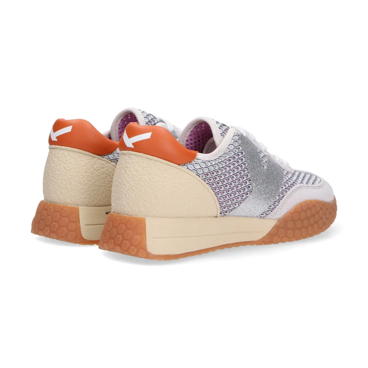 Keh-noo sneaker camoscio rete grigio argento rosa