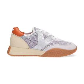 Keh-noo sneaker camoscio rete grigio argento rosa