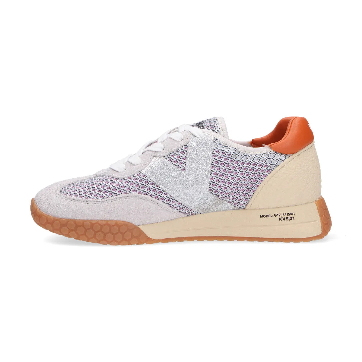 Keh-noo sneaker camoscio rete grigio argento rosa