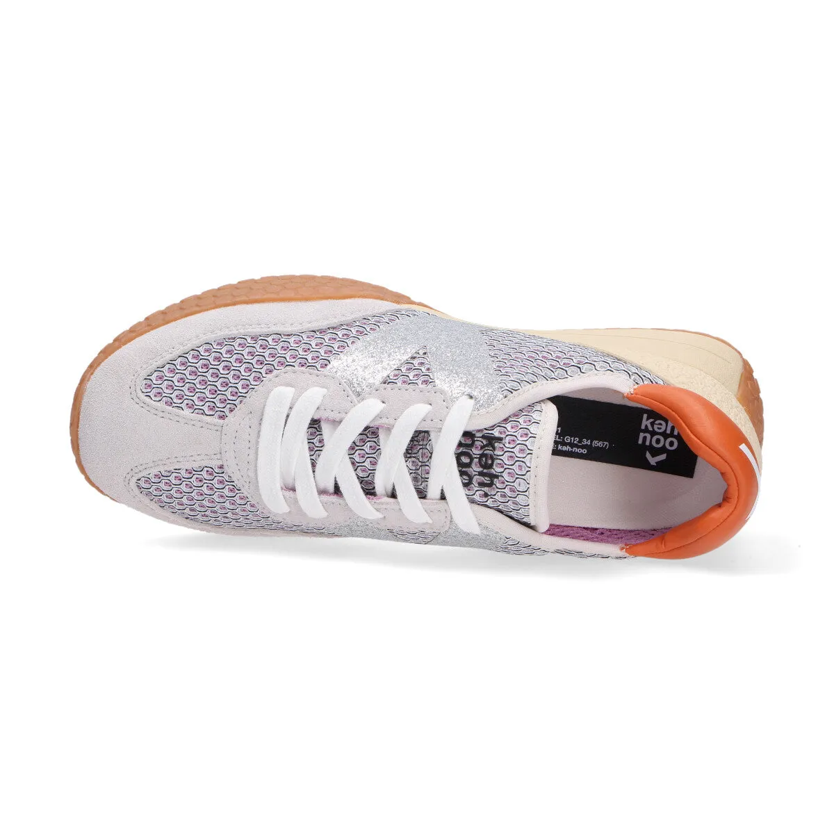 Keh-noo sneaker camoscio rete grigio argento rosa