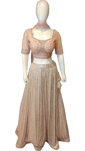 Lycra Lehenga Choli with Sippi Work,Cutdana,Mirror and Zarkon Work and Net Dupatta