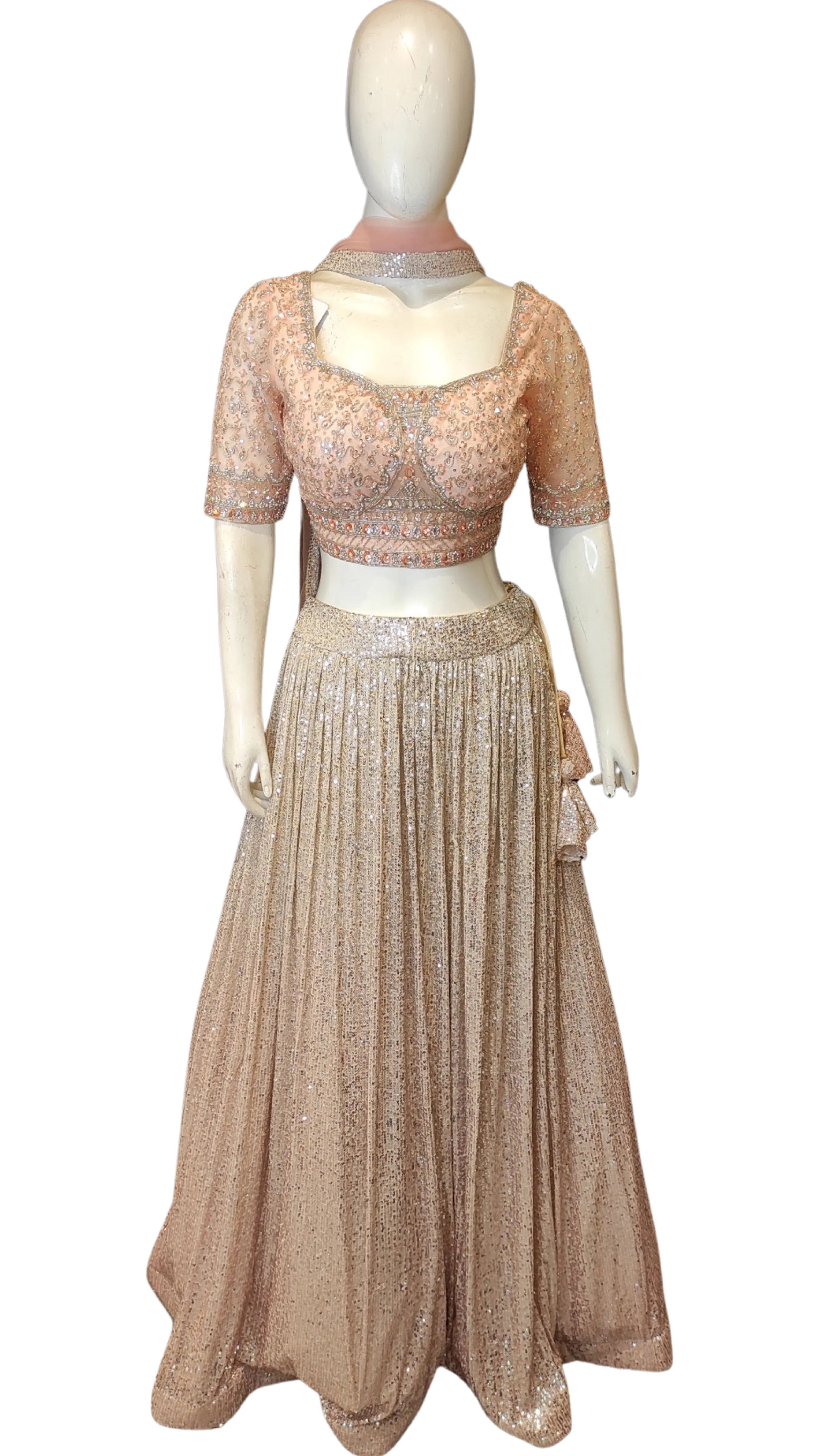 Lycra Lehenga Choli with Sippi Work,Cutdana,Mirror and Zarkon Work and Net Dupatta