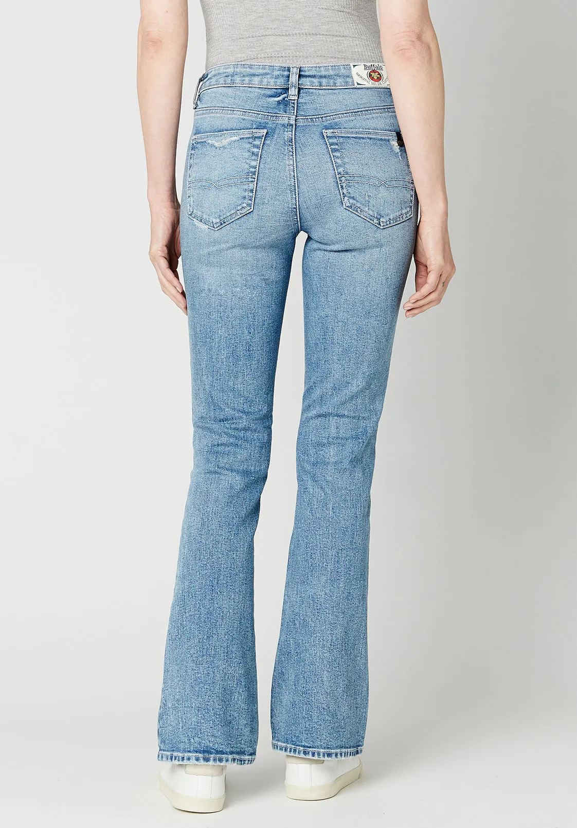 Mid Rise Bootcut Queen Women's Jeans in Worn Blue - BL15841