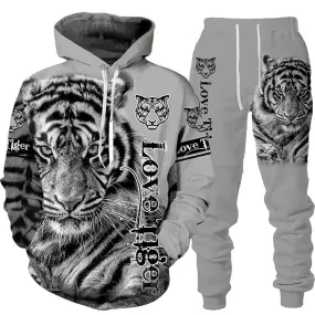 New Animal 3D Tiger Printed Hoodie   Pants Suit Cool Men/Women 2 Pcs Sportwear Tracksuit Set Autumn And Winter Men&#39;s Clothing