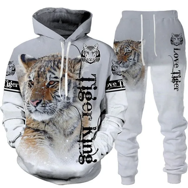 New Animal 3D Tiger Printed Hoodie   Pants Suit Cool Men/Women 2 Pcs Sportwear Tracksuit Set Autumn And Winter Men&#39;s Clothing