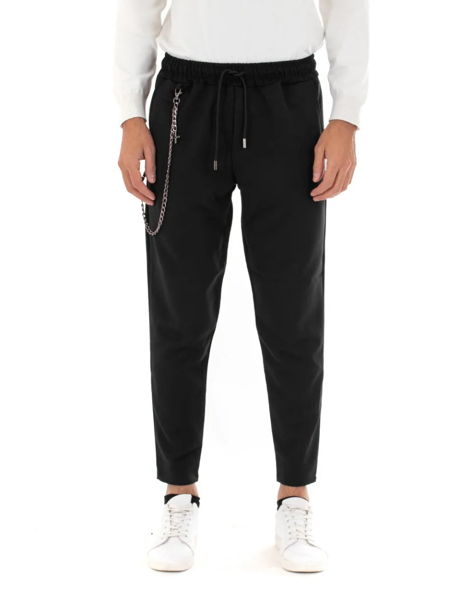 Pantaloni Uomo Pantalaccio Viscosa Casual Comodo Tinta Unita Nero GIOSAL-P5047A