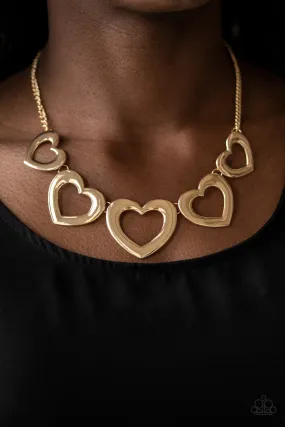 Paparazzi Hearty Hearts - Gold Necklace