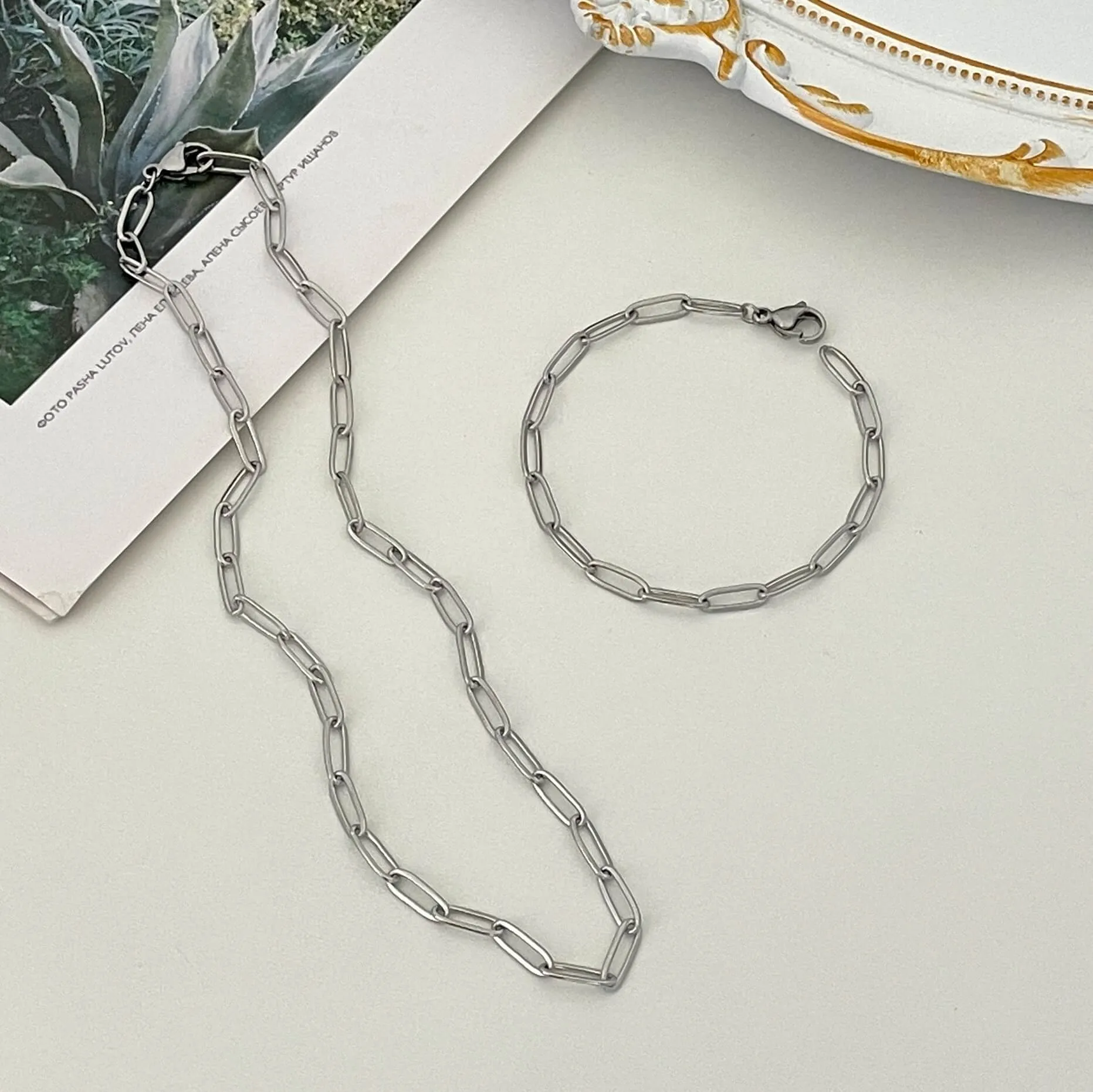 Paperclip Chain Necklace Silver