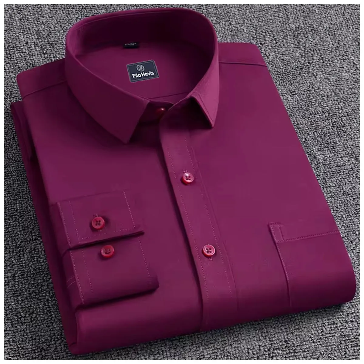 Plain Cotton Blend Solid Shirts Wine