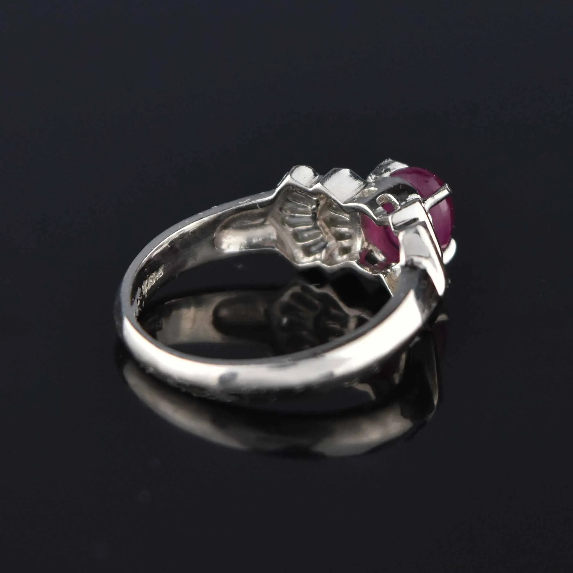 Platinum Baguette Diamond Ruby Star Sapphire Ring