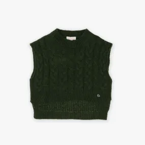 Please Single-colour girl's vest sweater with woven workmanship NB62230G55 green