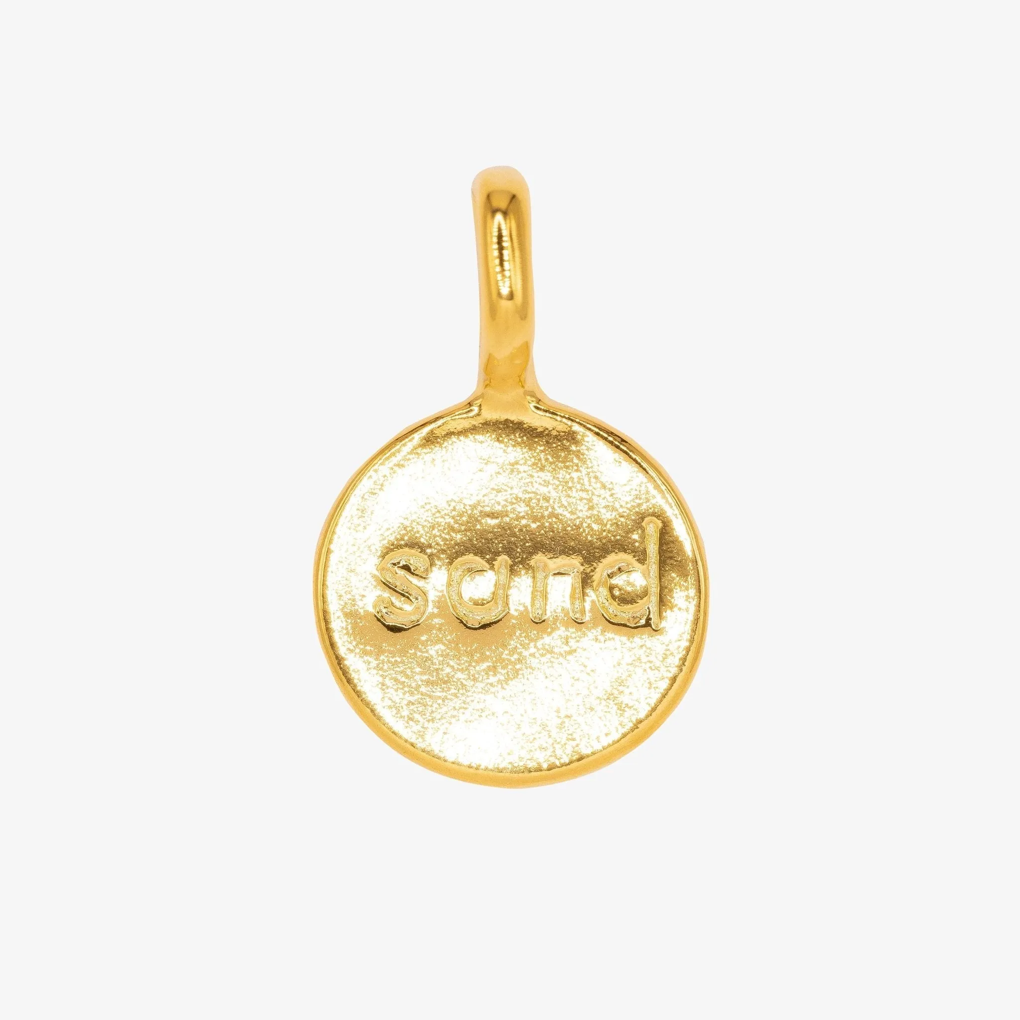 "Sand" Round Disc Charm Wholesale 14K Gold, Solid 14K Gold, G223